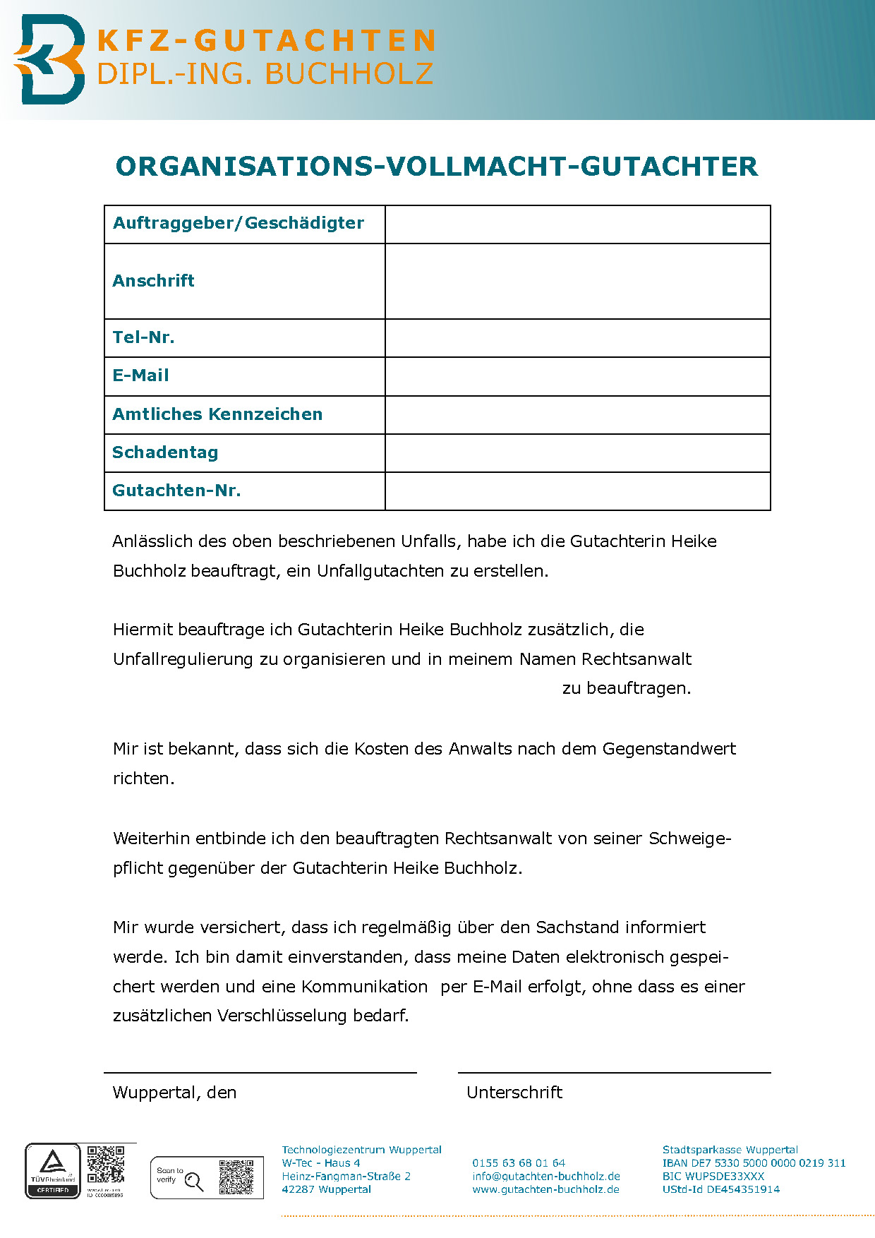 Aufnahmebogen Unfallhergang